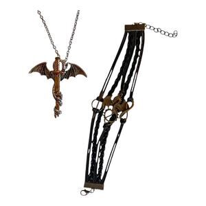 Dragon Jewelry Set – Fantasy Necklace & Bracelet, Gothic Medieval Accessories